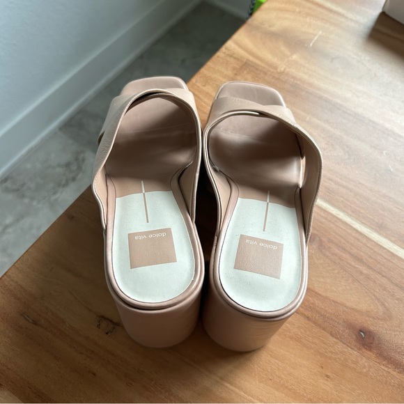 New Dolce Vita Blush Leather Platform Sandals - Picture 3 of 4